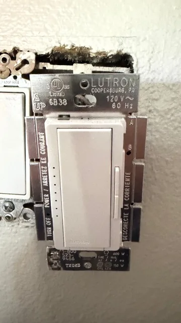 Dimmer switch installation example.